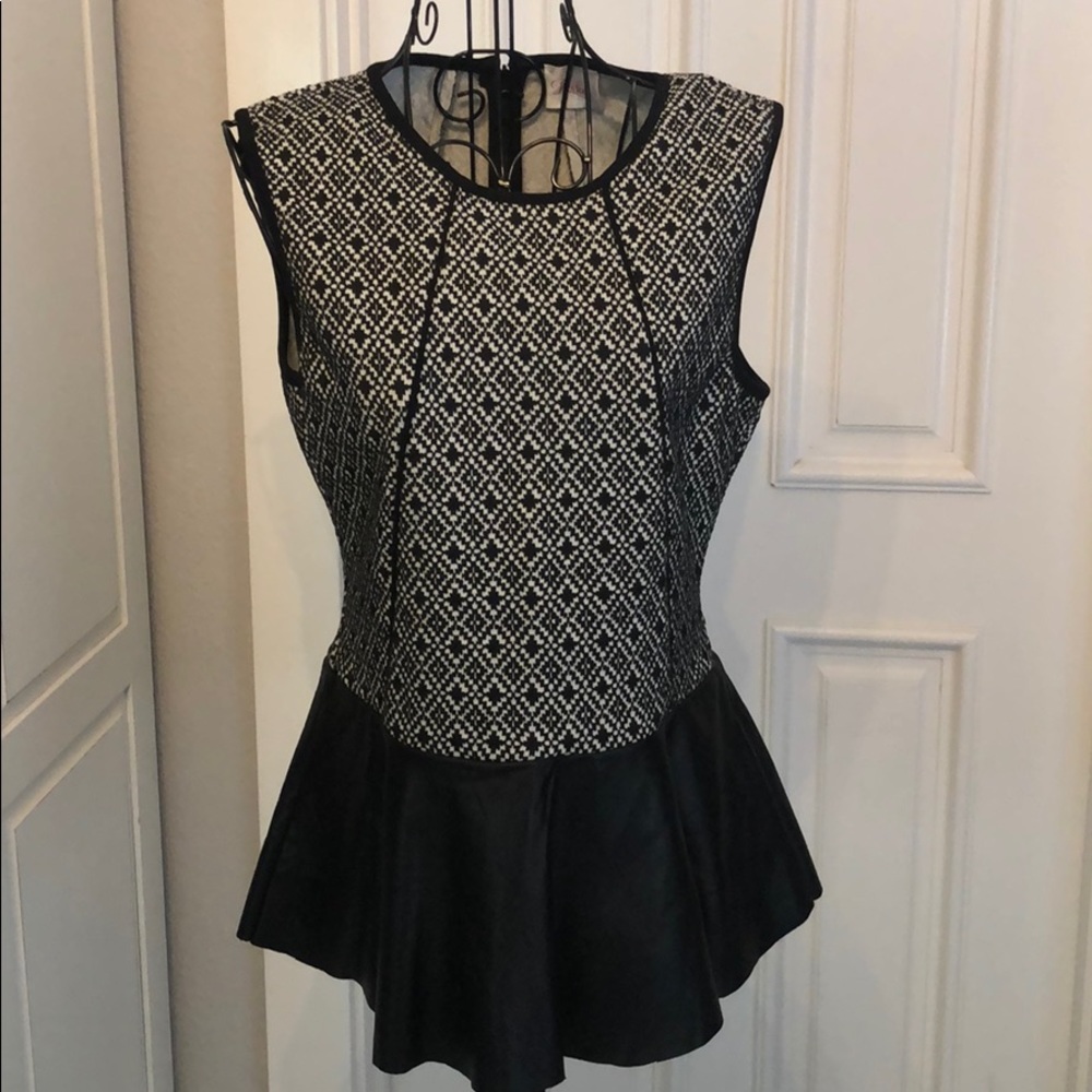 Parker top with leather trim